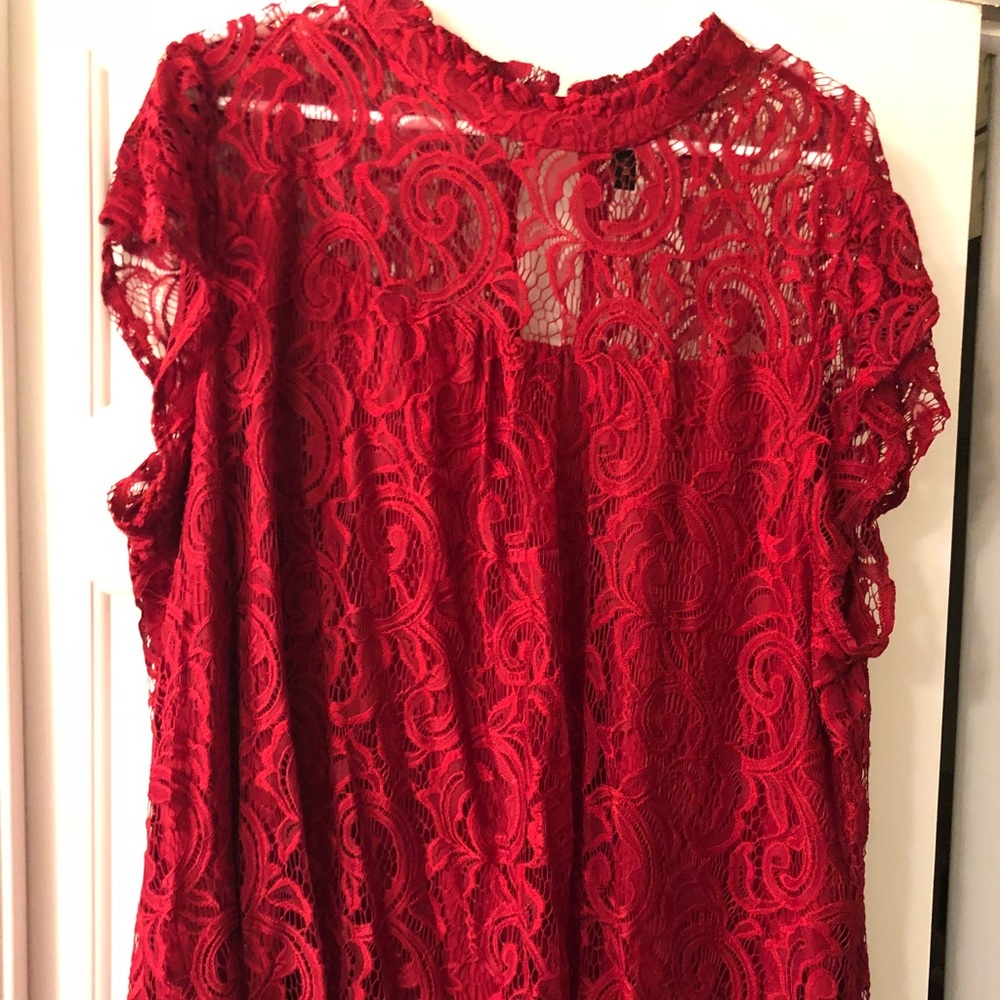 Want and Need red lace shirt